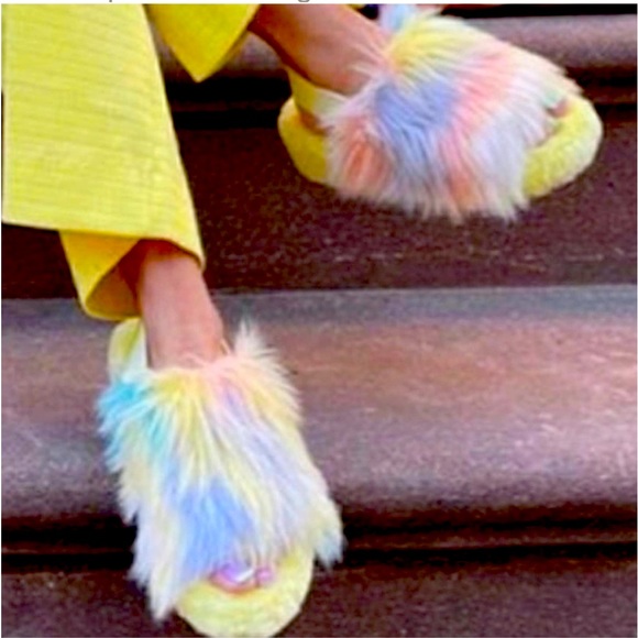 New UGG Fluff Yeah Disco Slide Platform Tie Dye Margarita Slipper - Picture 8 of 17
